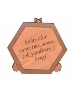 Kişiye ve İsme Özel Lazer Kesim Altıgen Ahşap Puzzle